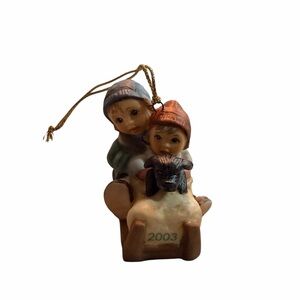 2003 Children Sledding Ornament with Dog